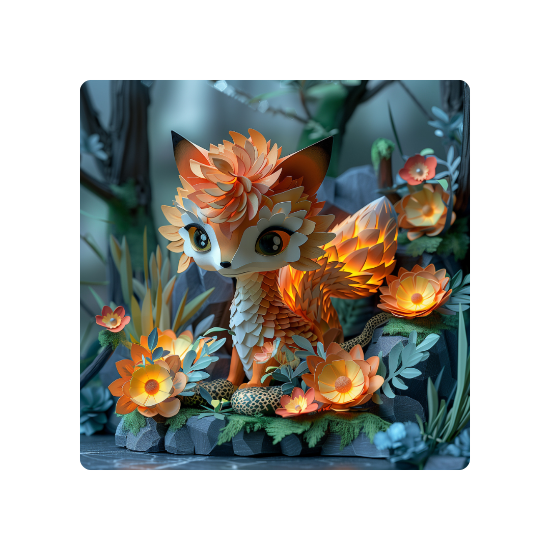 Magnet Renard Fleuri