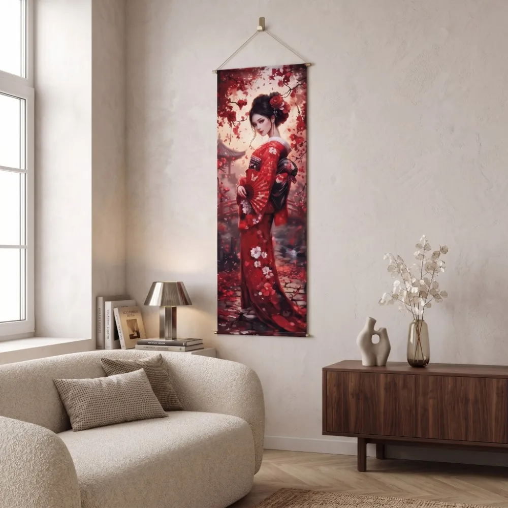 Kakemono "Geisha sous les Cerisiers"
