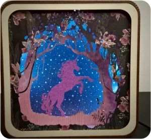 Veilleuse licorne en papier découpé